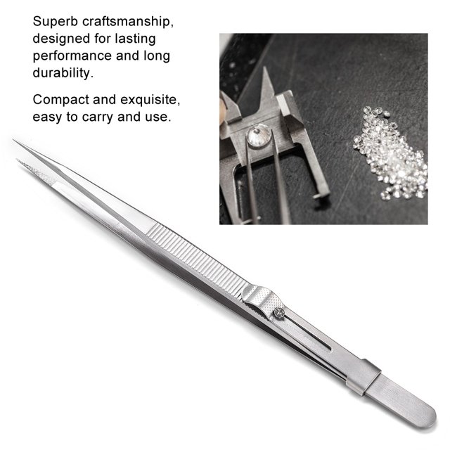 Stainless Steel Tweezers, Scientific Forceps Straight Medium Point Clamp For Jewelry Making, DIY Crafts Hobby, , Coin Tongs