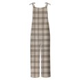 thumbnail image 4 of Lenpel Women's Jumpsuits Plus Size Sleeveless Spaghetti Strap Striped Plaid Straight Leg Rompers Causal Loose Overalls with Pockets, 4 of 5