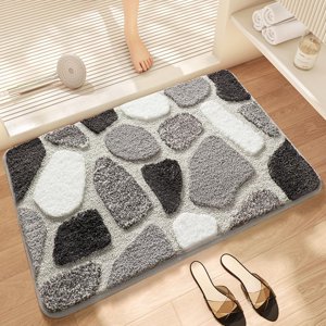Tapis de bain en pierre, Rug de bain ultra doux absorbant, Rouille de salle de bains confortable non-dérapant, Tapis pour baignoire, Douche, Salle de bain, Lave-linge en machine, 16"x24"