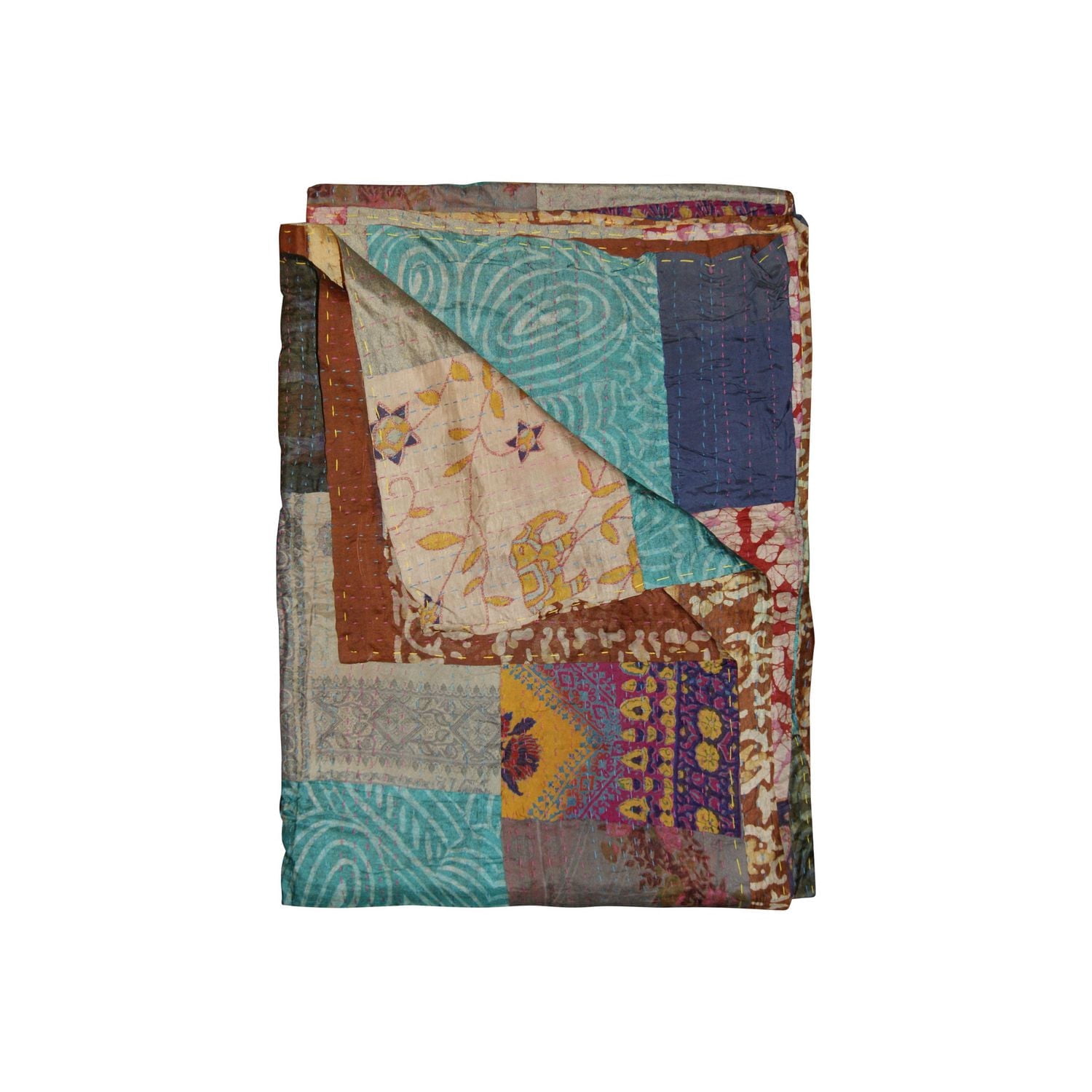 KANTHA SILK THROW BLANKET 50"X70"