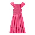 thumbnail image 5 of XIMIN Robes Décontractées pour Filles, Robe Midi à Encolure Carrée Froncée avec Manches à Volants et Poches, Sans Manches, Fluide, Robe d'Été pour la Plage, les Vacances et le Quotidien (Rose Vif, 13-14 Ans), 5 of 5