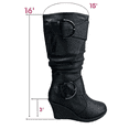 thumbnail image 2 of Bottes Mode pour Femmes à Fermeture Éclair Hauteur Genou, Talon Compensé Décontracté, Chaussures d'Hiver ( Noir, 9), 2 of 5