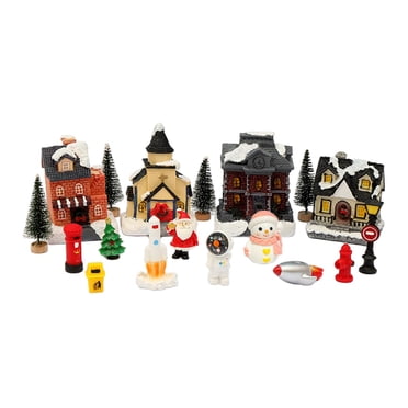 Christmas Glowing Village House Scene Gifts Dollhouse Landscape Decor Resin Mini