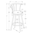 thumbnail image 2 of Monarch Specialties Bar Stool, Set Of 2, Swivel, Bar Height, White Metal, Grey Leather Look, Contemporary, Modern, 2 of 6