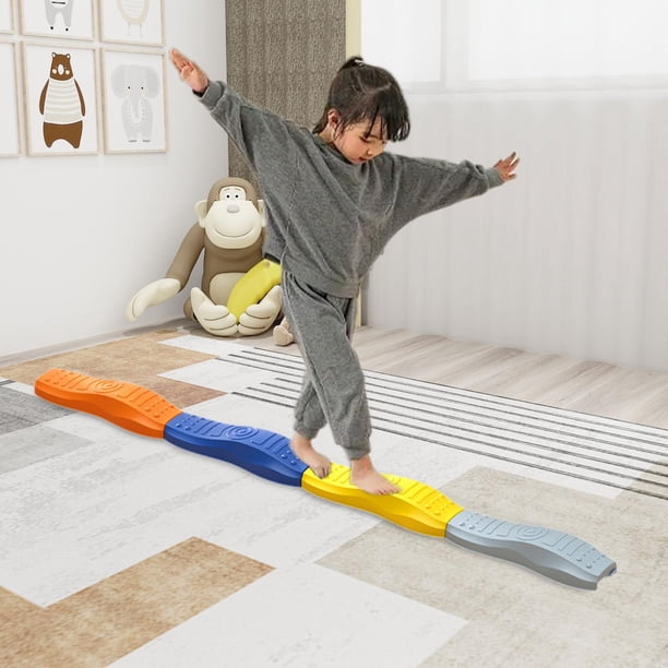 Siruishop Bloc d'Équilibre Coloré Poutres d'Équilibre pour Enfants d'Âge Préscolaire Jouet d'Entraînement 4 Pcs A