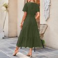 thumbnail image 5 of Ovzne Robes Grande Taille pour Femmes aux Formes Robe Décontractée pour Femmes Imprimée Plissée Taille Élastique Sans Manches Robe à Col en V Robe d'Été à Manches Courtes Liquidation, 5 of 5