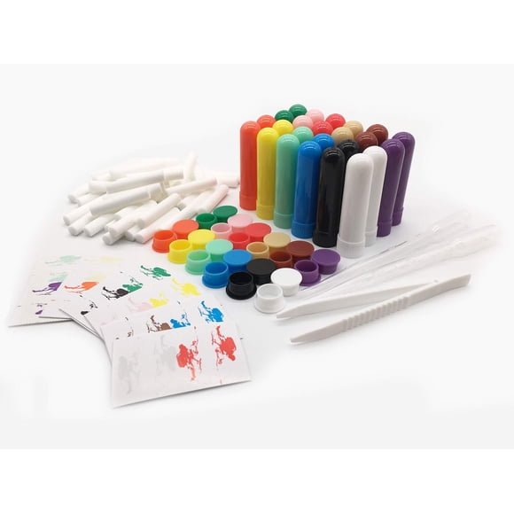 ZIOJOVK Nasal Inhaler Tubes - Kit Contains: 24 Empty Nasal Inhaler Tubes (With Wicks) 12 Extra Wicks,36 Writable Stickers, 2 Mini Droppers And 1 Tweezers