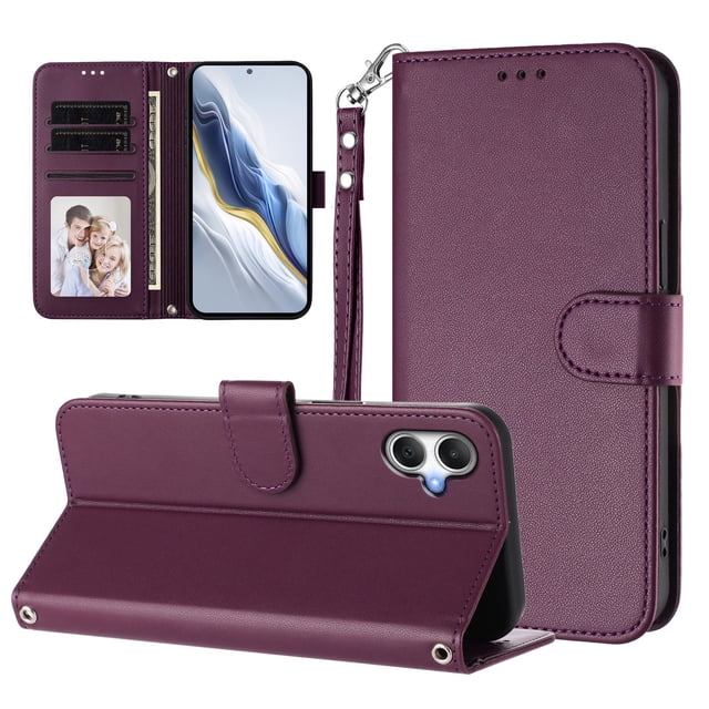 GANGXUN Wallet Case for Samsung Galaxy A06 – Magnetic Closure, RFID Blocking, Wrist Strap, Wireless Charging Compatible