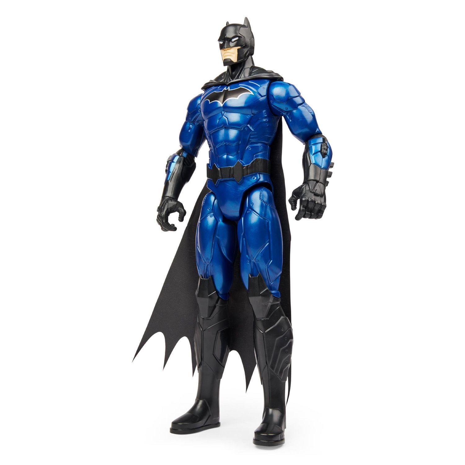 Batman, Figurine articulée Metal-Tech Batman de 30,5 cm (costume noir/bleu), pour les garçons à partir de 3 ans