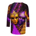 thumbnail image 5 of Penkiiy Blouse Carnaval Manches 3/4 Chemise de Printemps Quotidienne Tee Imprimé Masque Blouse Mardi Gras Col Rond 2024 Tee Tunique Habillée S Multicolore, 5 of 5