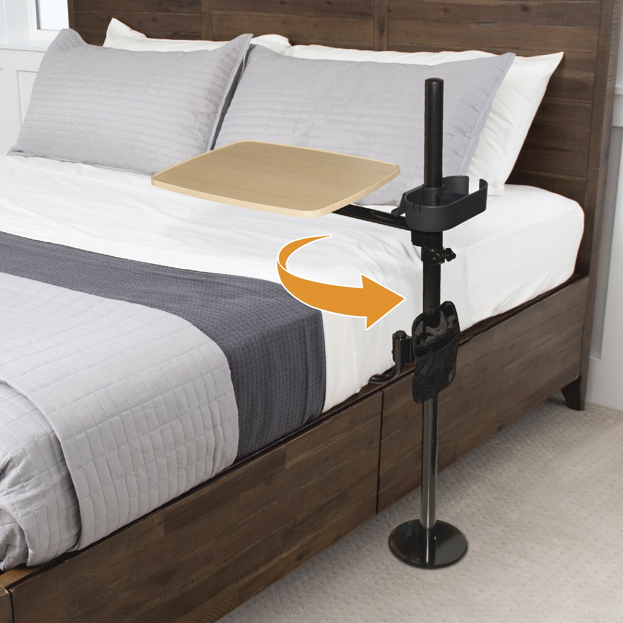 Stander EZ Swivel Overbed Table , Large Bedside Tray with Cup