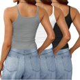 thumbnail image 4 of Timegard Camisoles 3 Pcs pour Femmes Col Rond Côtelé Sans Manches Ajusté Court Haut Décontracté Sortie Camis, 4 of 6