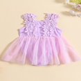 thumbnail image 3 of Infant Girls Romper Dress Lace Flower Sleeveless Mesh Tulle Jumpsuits, 3 of 9
