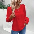 thumbnail image 4 of RXIRUCGD Haut/chemise à Manches Longues à Col Rond pour Femme, Décontracté, Uni, en Dentelle Patchwork, Rouge, Taille : TG, 4 of 5
