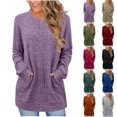 thumbnail image 1 of Yuyuzo Chandails pour Femmes Col Ras du Cou Chic Décontracté Chandails à Manches Longues Mode d'Automne Tuniques avec Poches, 1 of 6