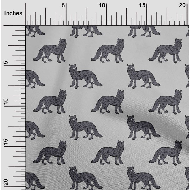 oneOone Silk Tabby Fabric Fox Block Printed Craft Fabric BTY 42 Inch Wide