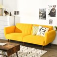 thumbnail image 3 of Gymax Modern Sofa Bed Convertible Futon Sofa w/ 3-Level Adjustable Angle Function Yellow, 3 of 8