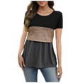 thumbnail image 2 of QIPOPIQ Shirt T - d'Allaitement à Blocs de Couleur Maternité Haut à Manches Courtes pour l'Allaitement Grossesse Chandail avec Poche Liquidation, 2 of 5