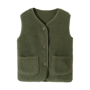 Splozh Gilet en Molleton pour Tout-Petit Garçon Gilet en Molleton pour Enfants Gilet Léger Sans Manches Manteau avec Poche Vert, 4-5 Ans