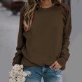 thumbnail image 2 of Yuyuzo 2025 Automne Chandail Sportif Uni pour Femme Décontracté Ample à Col Rond Raglan à Manches Longues Chandail Tunique Hauts Brun, 2 of 7