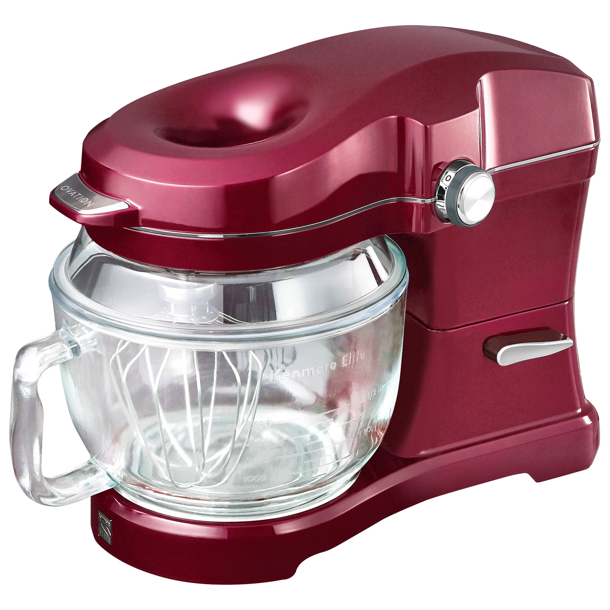 Kenmore Elite Ovation 5 Qt Stand Mixer, 500W 10-Speed, Pour-In Top, Beater, Whisk, Dough Hook, Red