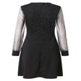 thumbnail image 3 of Robe Brillante en Mousseline Midi pour Femmes à Manches en Maille, Col en V, Paillettes, Taille Haute, Ligne A, Robe de Soirée de Fête, Manches en Fil, TTTG, 3 of 5