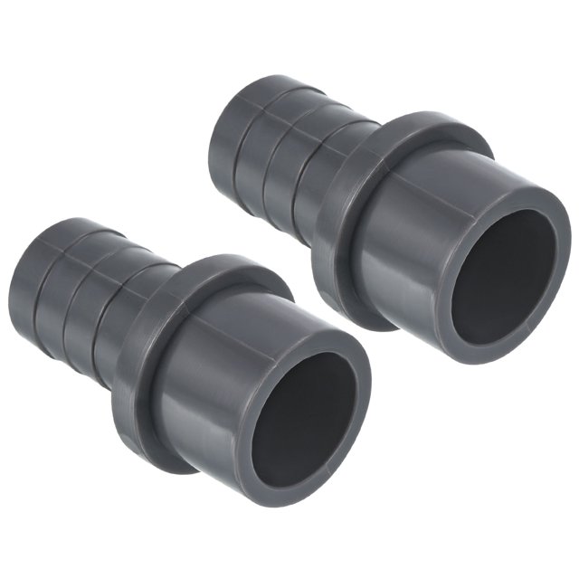Unique Bargains UPVC Reducer Pipe Fitting 32mm OD 25mm Barbed, 2 Pack Straight Coupling Adapter Connector, Grey