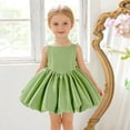 thumbnail image 2 of HXWCHs Robe Sans Manches Filles Robe de Fête Formelle Nœud Papillon Tutu Robe Sans Manches pour Tout-Petit Concours Performance Vert 9-12 Mois, 2 of 7