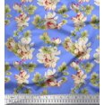 thumbnail image 1 of Soimoi Polyester Crepe Fabric Leaves & Magnolia Floral Printed Fabric 1 Yard 52 Inch Wide, 1 of 5