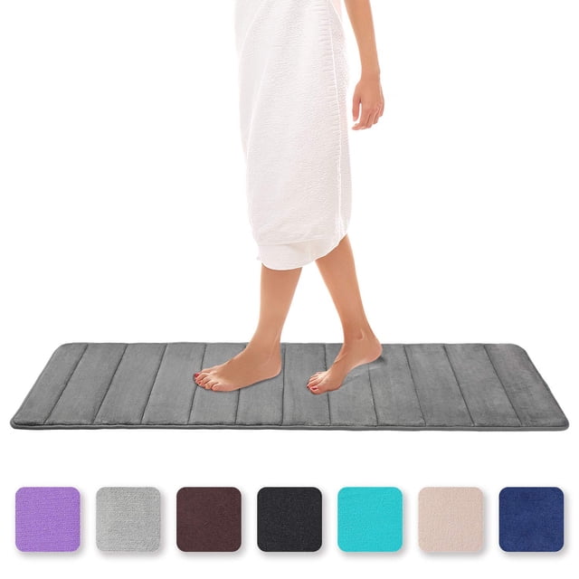 Memory Foam Bathroom Bath Rugs Absorbent Non-Slip Bath Rugs Washable Bath Mat - 40 x 120 cm, Gray