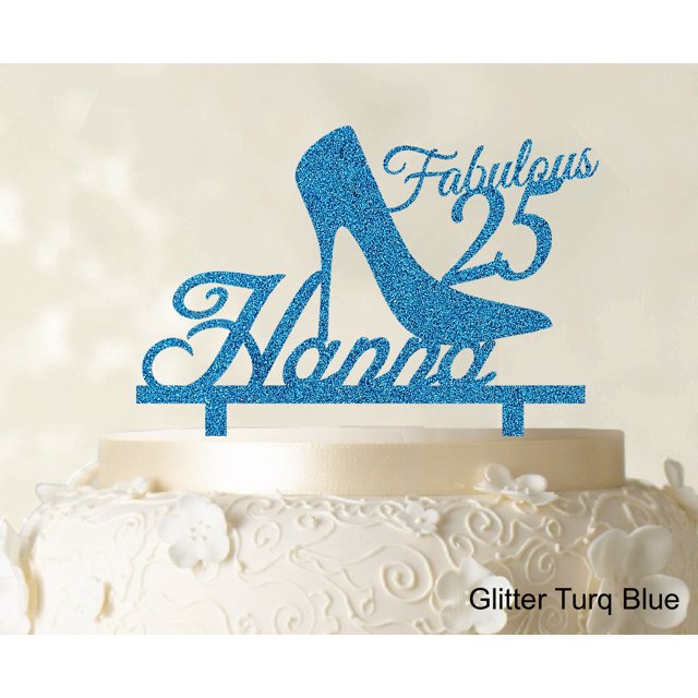 Custom Birthday Cake Topper Personalized Glitter Cake Topper Color Option Available 5-7 Inches Wide