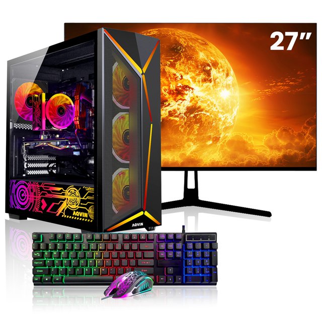 Gaming PC Tower - GeForce GTX 1660 Super 6GB, Intel Core i7, 32GB RAM, 512GB SSD, Windows 11 Pro + 27" Curved Monitor - Refurbished