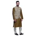 thumbnail image 2 of Atasi Kurta Solid Churidar Pajama & Printed Nehru Jacket Set For Mens Party Wear, 2 of 3