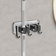 thumbnail image 4 of Ovzne Two Clip Hook Transparent Backboard No Punching Hook Stainless Steel Mop Clip No Punching Mop Metal Hook Bathroom Brooms Mop Storage Rack On Clearance, 4 of 6