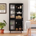 thumbnail image 4 of Costway Armoire de Garde-Manger de Cuisine avec Portes Cannelées Translucides et Tablette Ajustable, 4 of 10