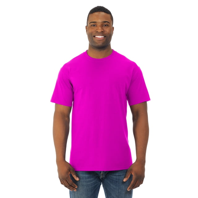 Fruit Of The Loom T-Shirt à Col Rond à Manches Courtes en Coton HD pour Hommes, G, Rose Néon