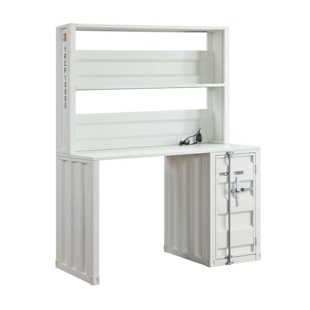 ACME Cargo Desk & Hutch in White