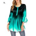 thumbnail image 2 of Dalazy Gradient Color T Shirt Women Casual Round Collar Tee Button Round Collar Ruffle Sleeve Blouse Swing Loose Top, 2 of 3