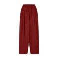thumbnail image 4 of LSLJS Women's Spring and Solid Color Elastic Waist Cotton Linen Versatile Straight Tube Casual Wide Leg Pants Womens Work Pants, 4 of 6