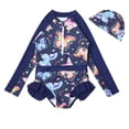thumbnail image 1 of Kids Girl Rash Guard Swimming Bathing Suit Cartoon Sun Protection Long Sleeve Bathing Suits for Girls 6-7 Years Girls Clothing, 1 of 3