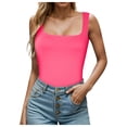 thumbnail image 1 of Hauts Grande Taille Crop Tops Femmes Col Carré Sans Manches Double Couche Débardeur Serré pour Femmes, 1 of 5