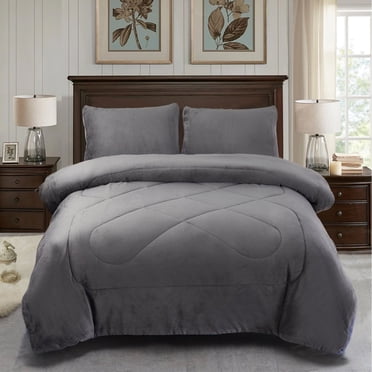 Jin Mai Lan Couverture Épaisse Lourde en Polyester Gris Uni, Couvertures de Lit, Très Grand Lit, Gris, 3 Pcs