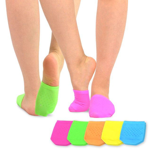CHOK TeeHee Womens Seamless Toe Topper Liner Socks 5-Pack with Non-Skid Bottom