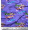 thumbnail image 1 of Soimoi Purple polyester Crepe Fabric Palm Tree, & Flamingo Bird Decor Fabric Printed Yard 52 Inch Wide, 1 of 3