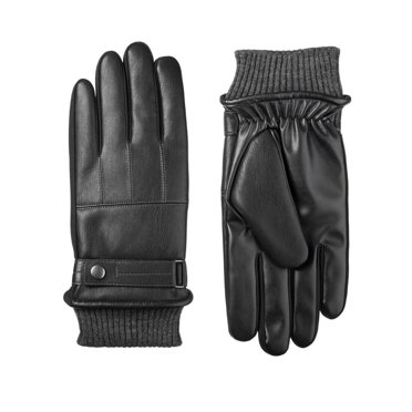 Isotoner Gants d'Hiver Élégants en Similicuir pour Hommes (Noir, Moyen) - 70161