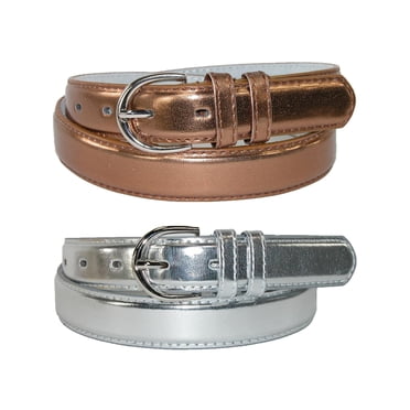 CTM® Ceinture Habillée en Cuir Métallisé (Lot de 2 Couleurs) (pour Femmes)
