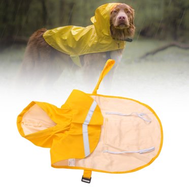 Dog Rain Jacket, Pet Raincoat Hooded Comfortable Reflective Light Weight for Outdoor for Camping
