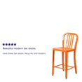 thumbnail image 2 of Commercial Grade 2 Pack 24" High Orange Metal Indoor-Outdoor Counter Height Stool with Vertical Slat Back, 2 of 9