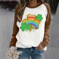thumbnail image 1 of T-shirt de la Saint-Patrick pour Femmes, Imprimé Saint-Patrick, Col Rond, Manches Longues, Haut Ample, 1 of 4