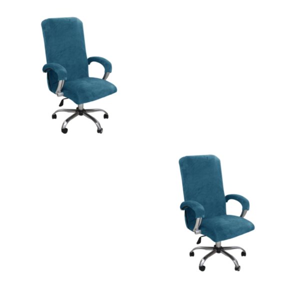 Wweixi 1/2/3 3pieces Chairs Comfort And Style Plush Office Chair Cover Wear-resistant peacock blue XL 2PCS